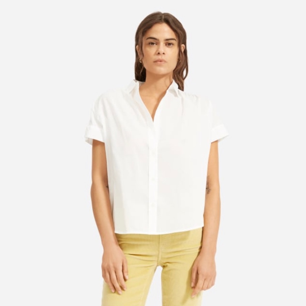White short sleeve button up